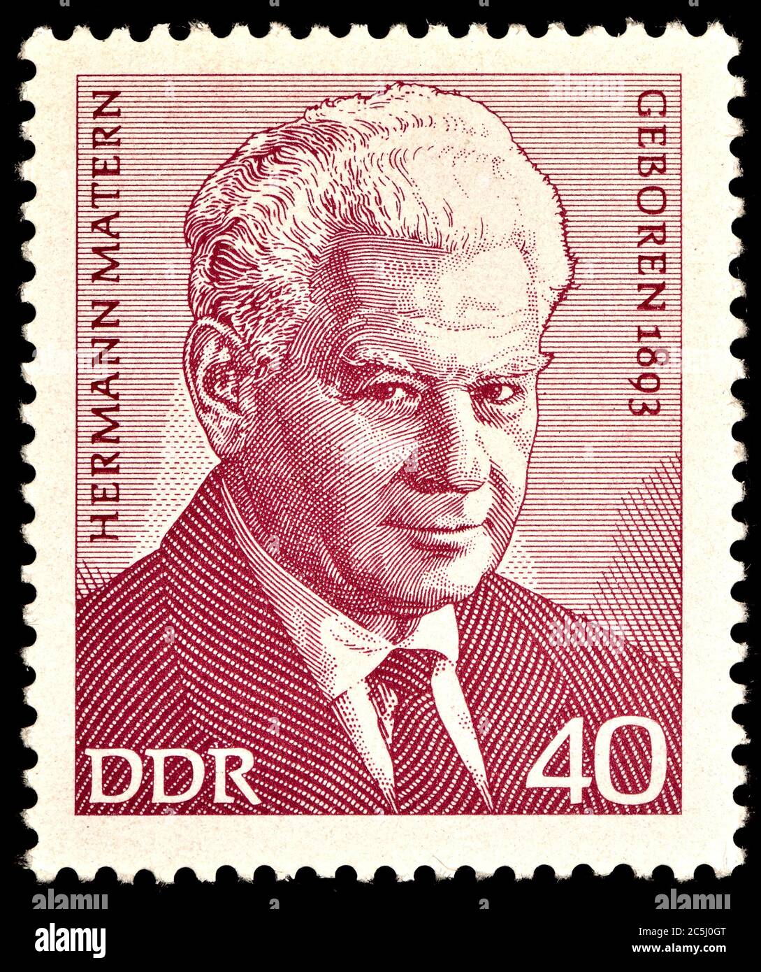 Sello de franqueo de Alemania Oriental (1973) : Hermann Matern (1893 - 1971) político de Alemania Oriental Foto de stock