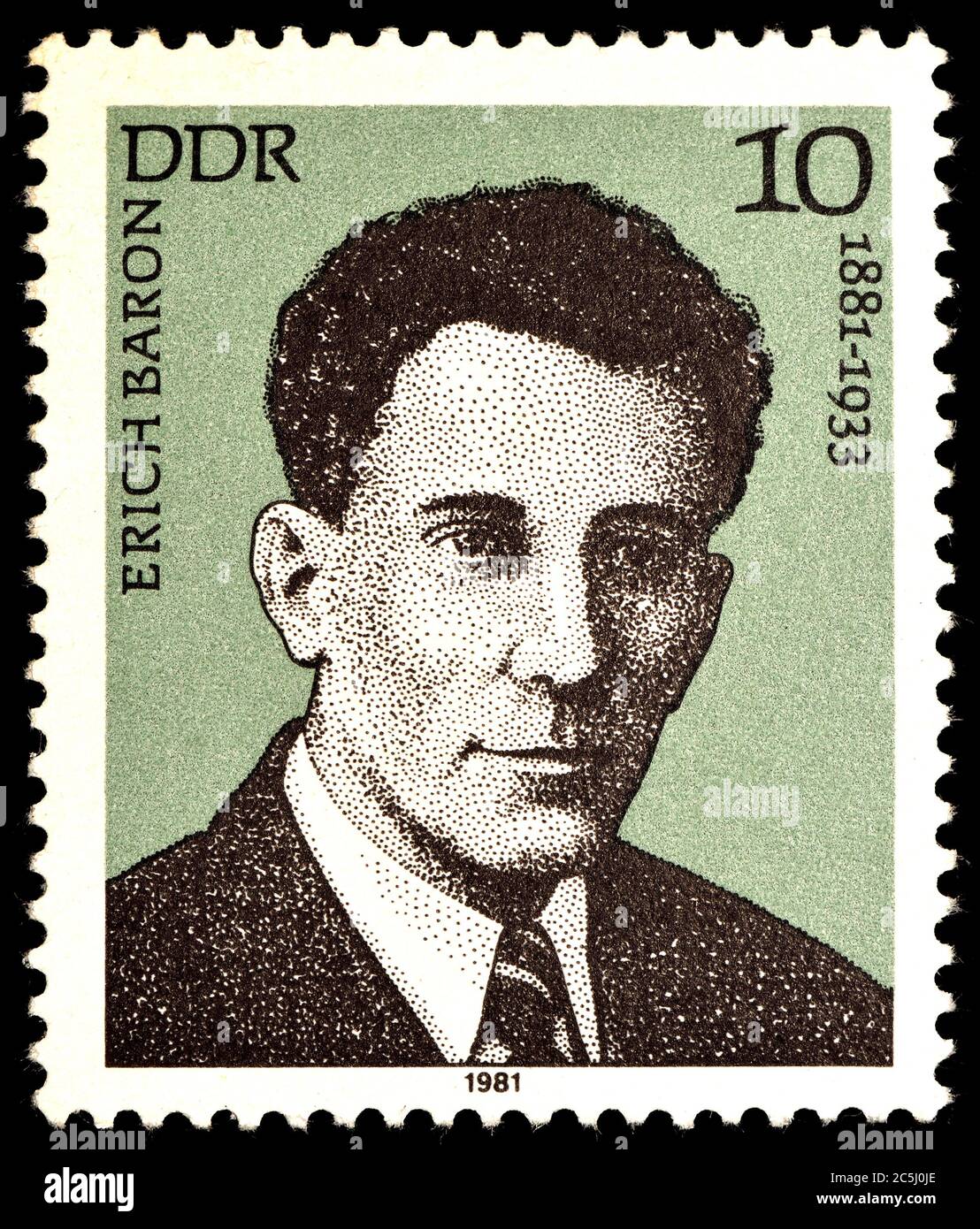 Sello de franqueo de Alemania Oriental (1981) : Erich Baron (1881 - 1933 ) Abogado, periodista y antifascista alemán Foto de stock