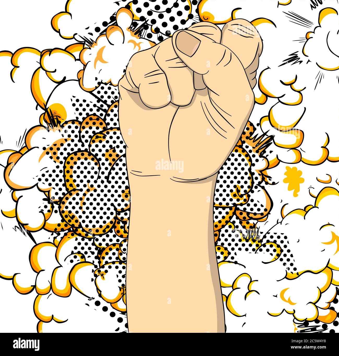 Estilo cómico poder fuerza puño lucha por sus derechos. Ilustración de  vector de dibujos animados Imagen Vector de stock - Alamy