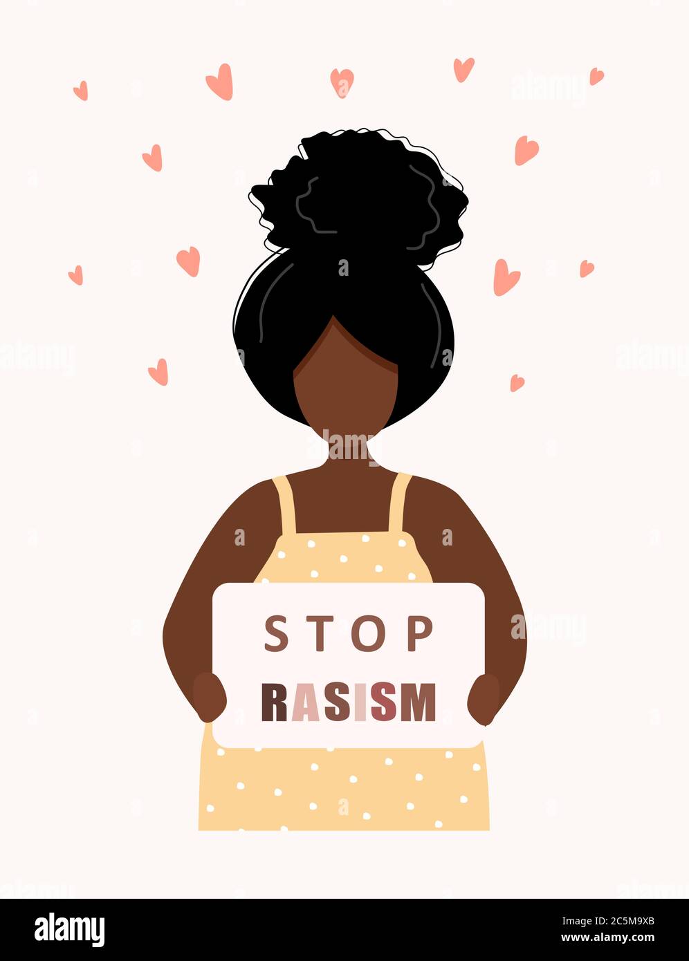 Detener el racismo y la violencia. Las vidas negras importan. Personaje de  dibujos animados de mujer africana. No puedo respirar. Cartel social y  banner web. Vector moderno Imagen Vector de stock -