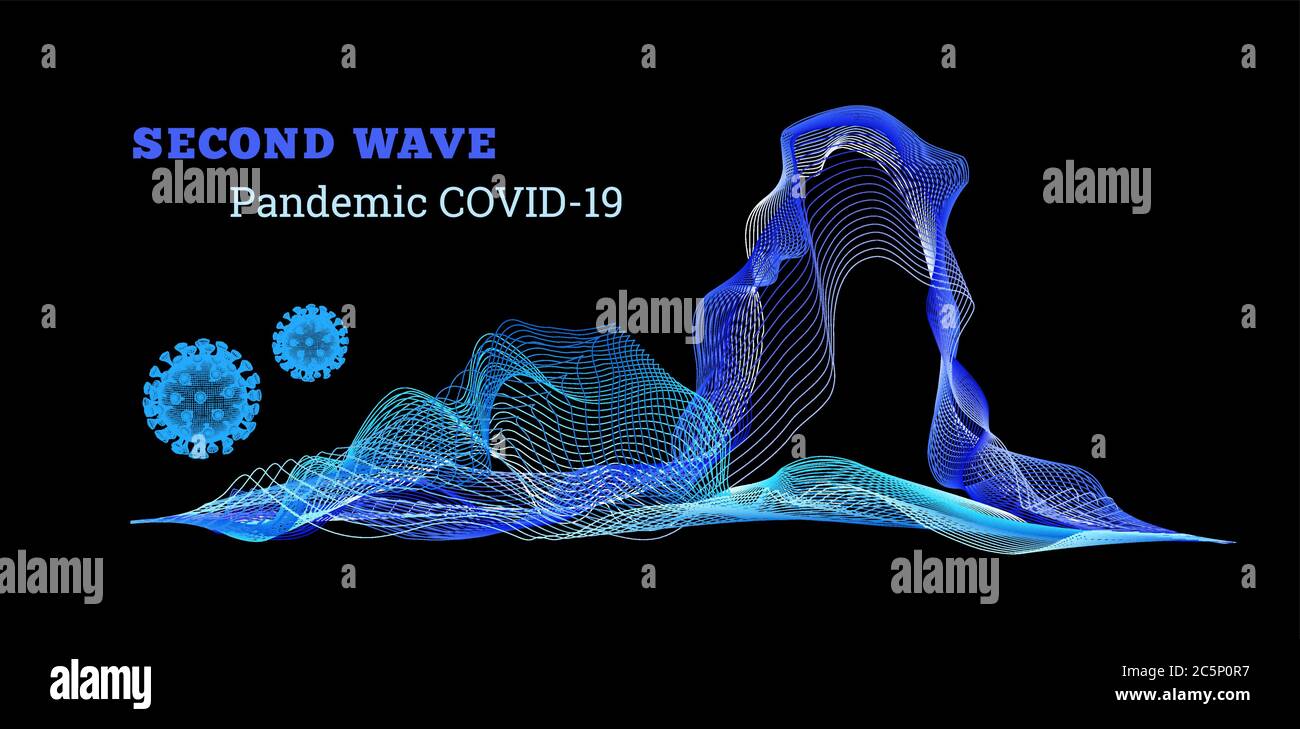 Segunda onda covid-19. Ilustración vectorial en negro Ilustración del Vector
