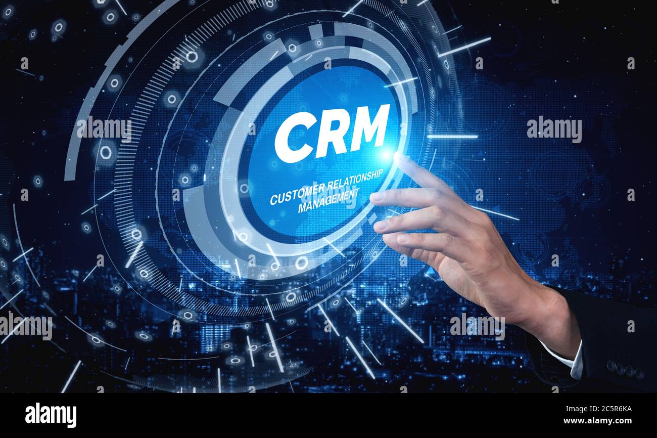 CRM Gestión de relaciones con clientes para el negocio de ventas concepto de sistema de marketing Foto de stock