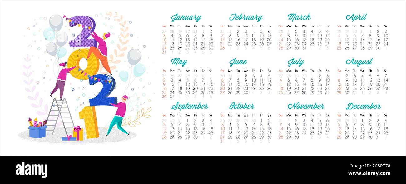 Calendario 2021 y tarjeta de felicitación para Navidad y año Nuevo