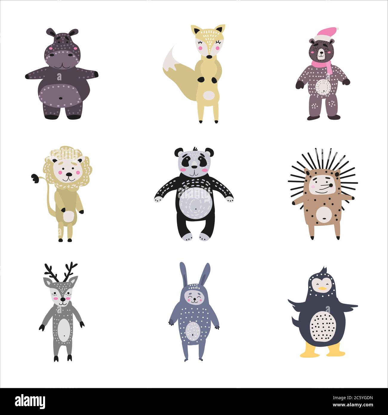 Crear dibujos animados de animales lindos para niños en estilo escandinavo  Imagen Vector de stock - Alamy