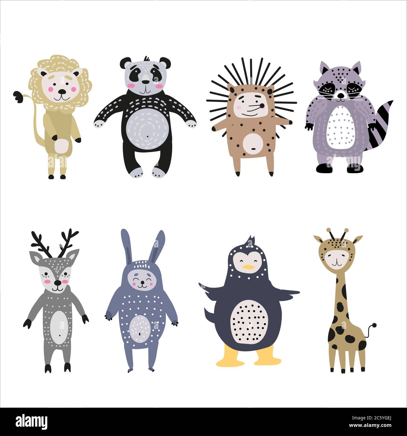 Crear dibujos animados de animales lindos para niños en estilo escandinavo  Imagen Vector de stock - Alamy