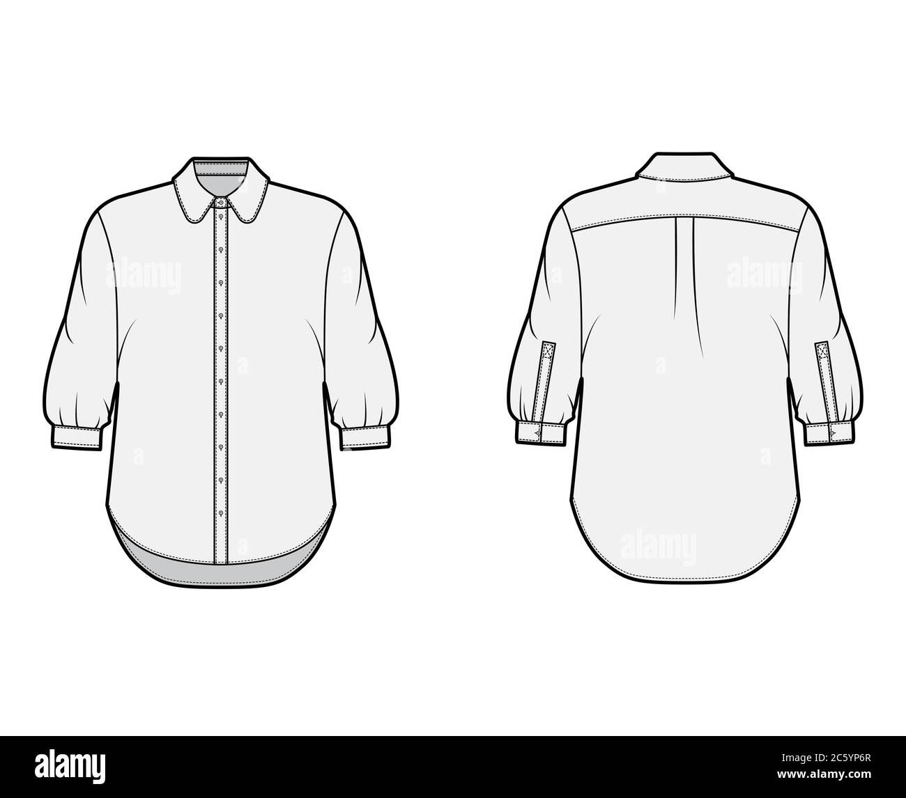 Camisa cl sica t cnica ilustraci n de moda con abertura frontal
