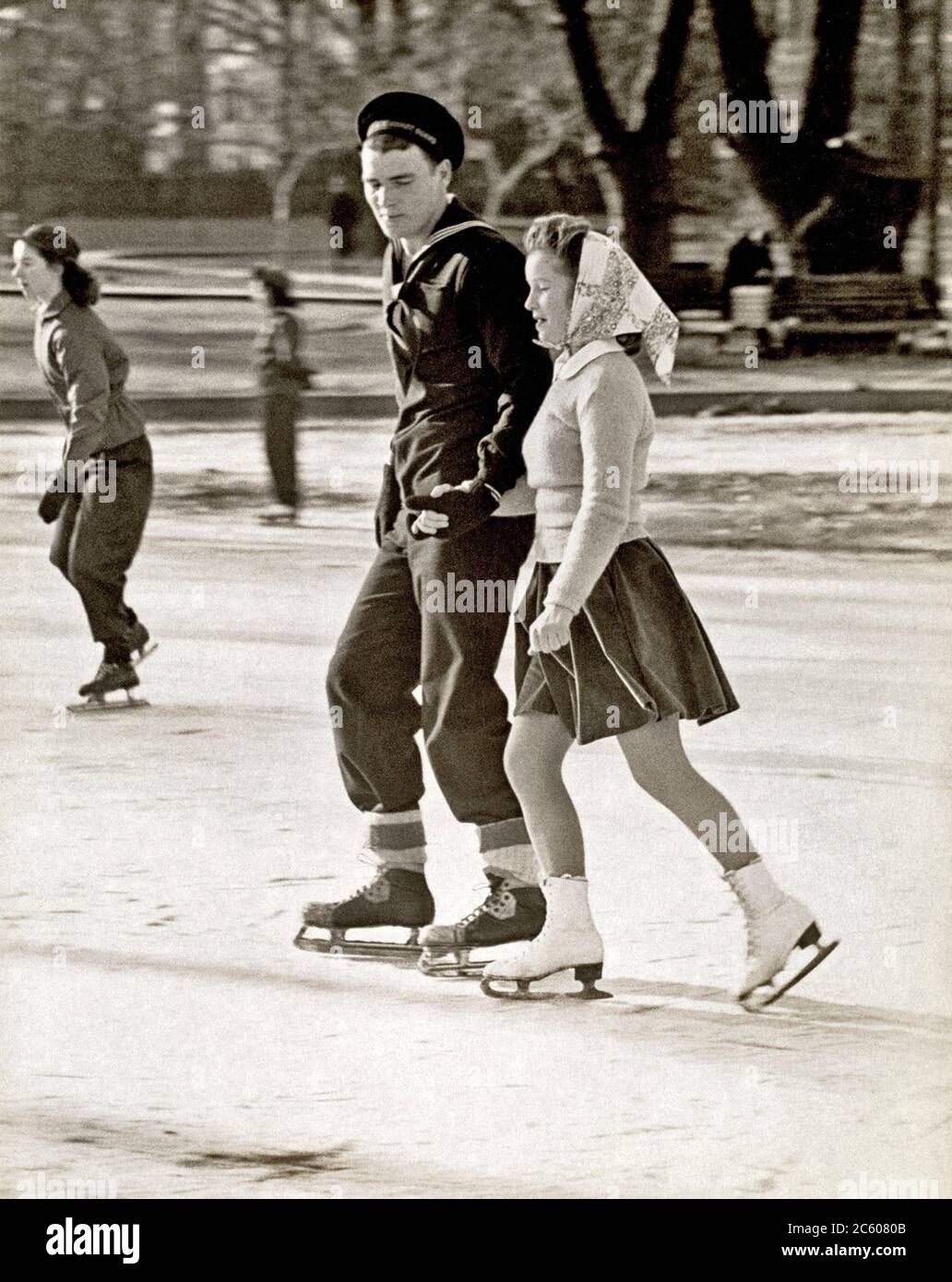 Foto de Retor del Boston Public Garden, patinaje sobre hielo Foto de stock