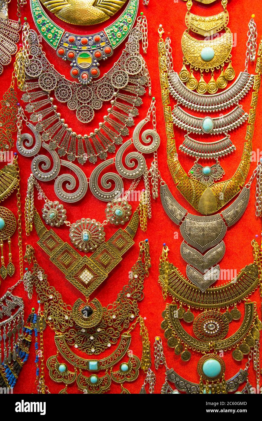 Venta de joyas, Khan al-Khalili, Bazar, el Cairo, Egipto Foto de stock