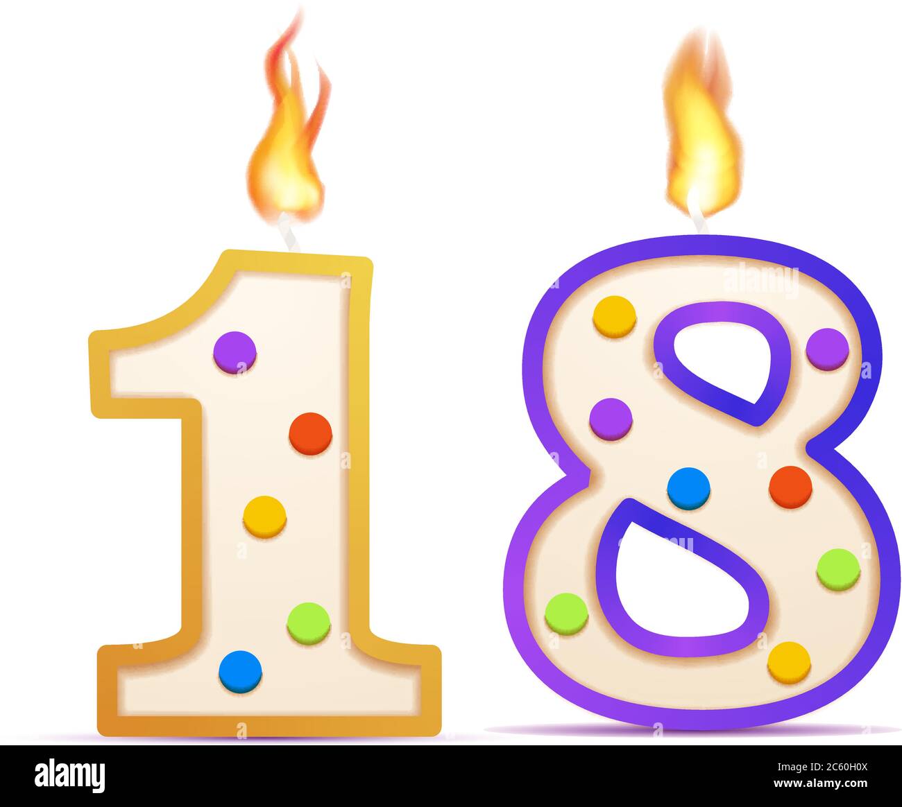 Dieciocho años de aniversario, 18 velas de cumpleaños en forma de