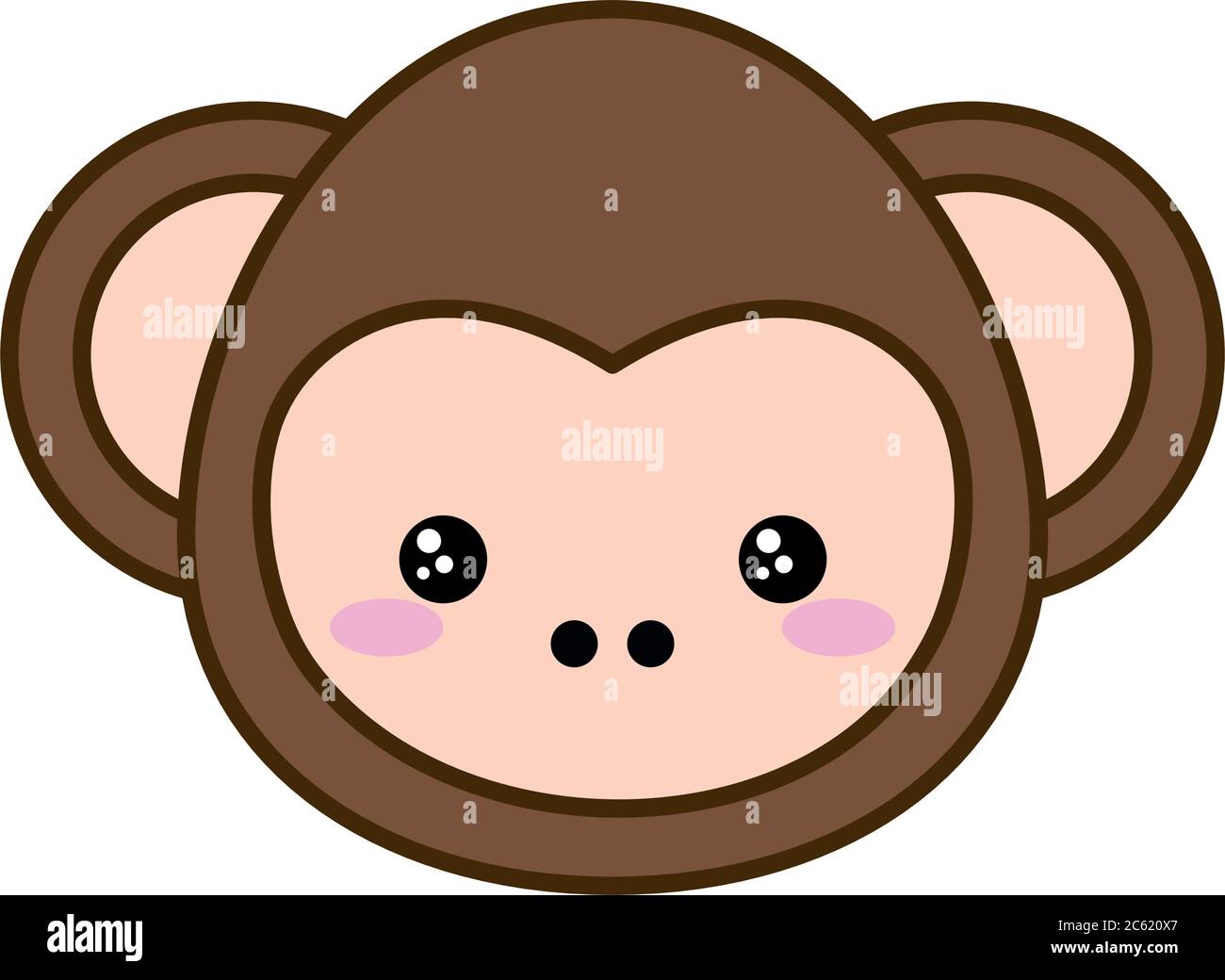 Mono lindo mono línea de dibujos animados y relleno estilo icono diseño,  Kawaii animal zoológico vida naturaleza y carácter tema de vectores  ilustración Imagen Vector de stock - Alamy