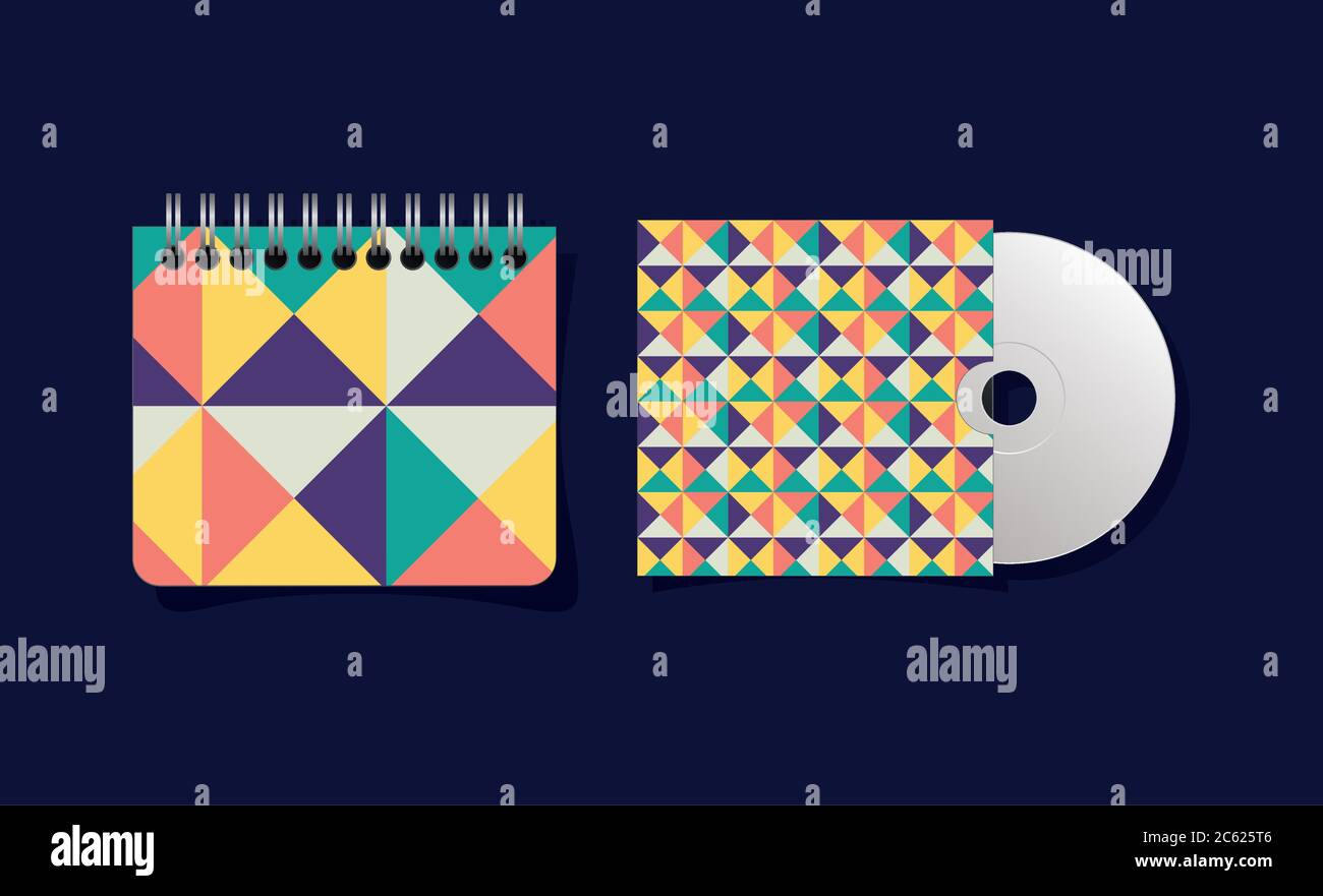 Diseño geométrico de portadas y cd de la plantilla de identidad corporativa  de Mockup y tema de Marca Ilustración vectorial Imagen Vector de stock -  Alamy