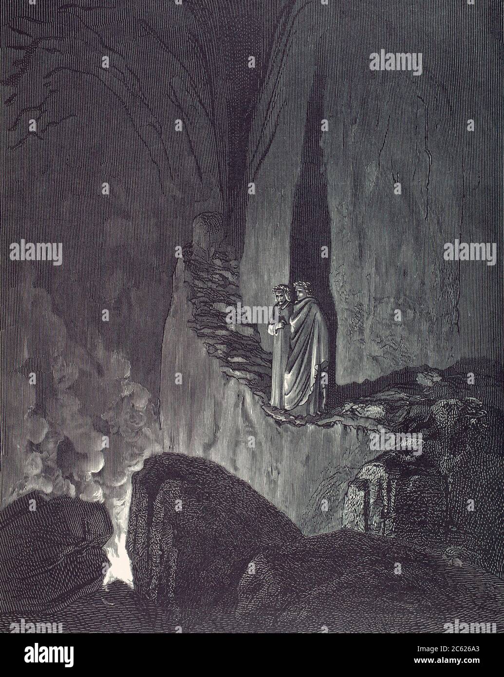 La visión del infierno. Ilustración de Gustave Dore para Inferno de Dante Alighieri, la primera parte de la trilogía épica del poema narrativo la Divina Comedia. Foto de stock
