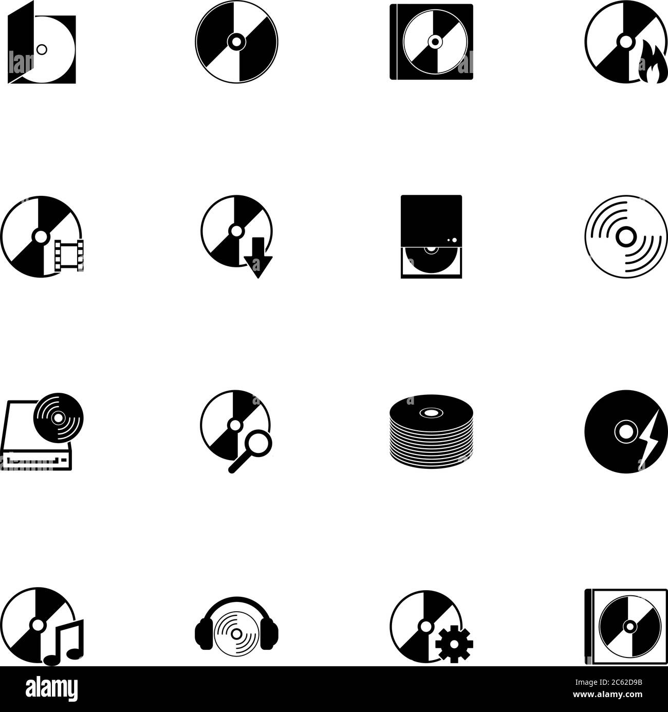 Icono de disco compacto - ampliar a cualquier tamaño - Cambiar a cualquier  color. Perfect Flat Vector contiene iconos como CD de música, DVD de vídeo,  Blue Ray, reproductor, burne Imagen Vector