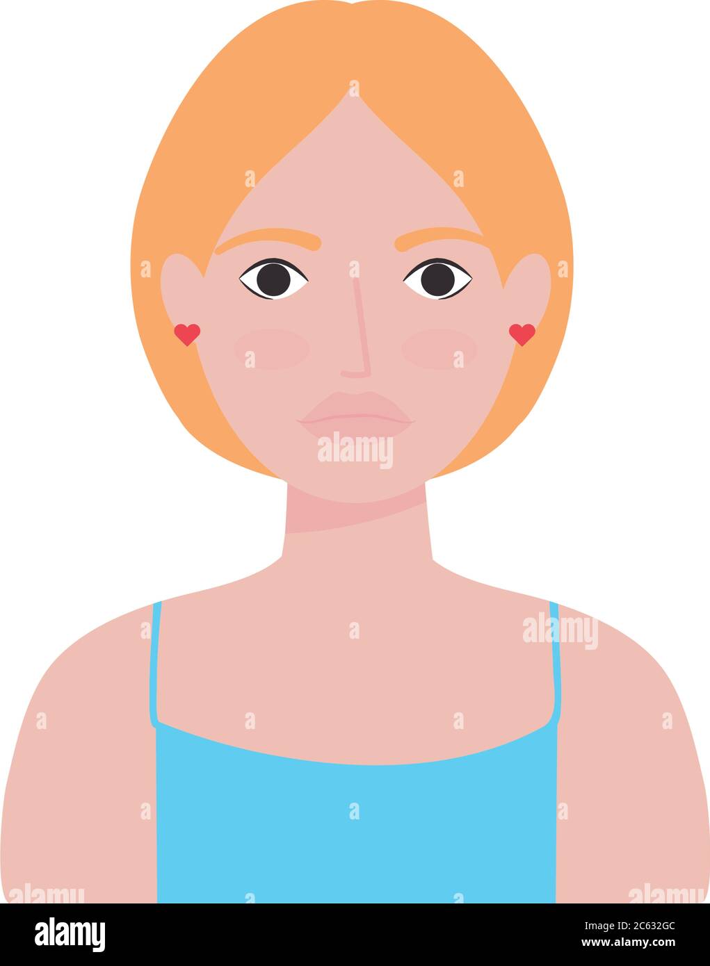 mujer avatar con pelo corto dibujos animados sobre fondo blanco, estilo  plano, ilustración vectorial Imagen Vector de stock - Alamy