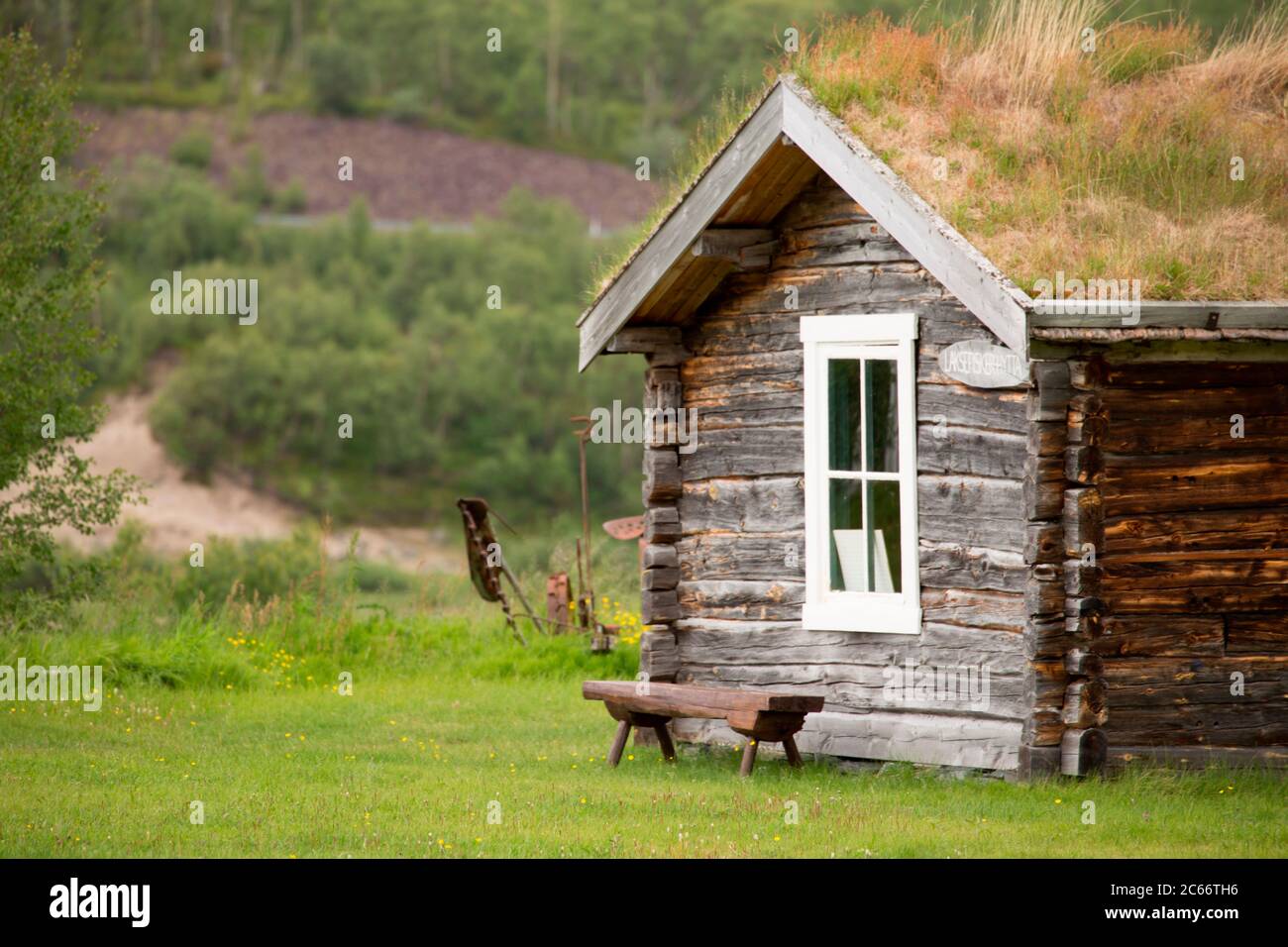 Casa de techo de hierba, Noruega Foto de stock