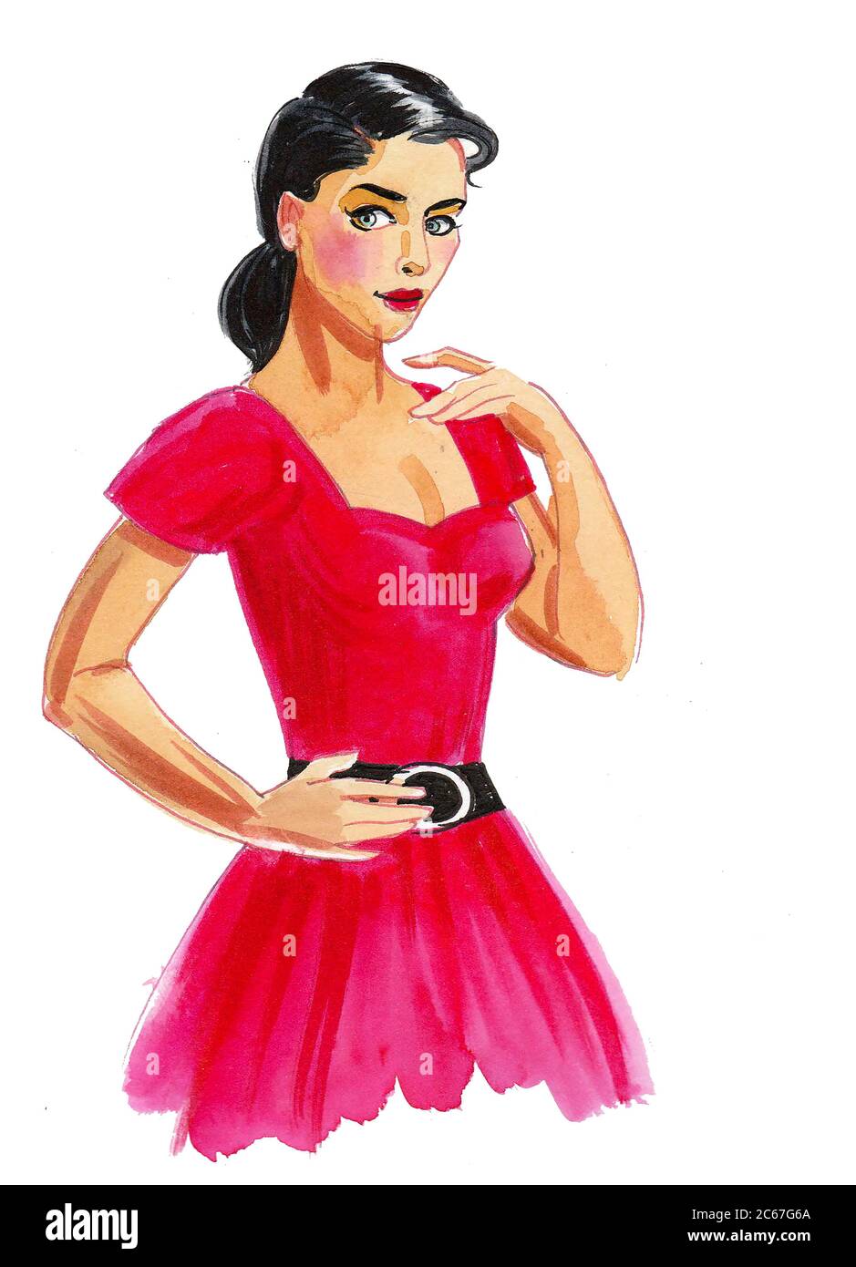 Vestido rojo de mujer bonita sale