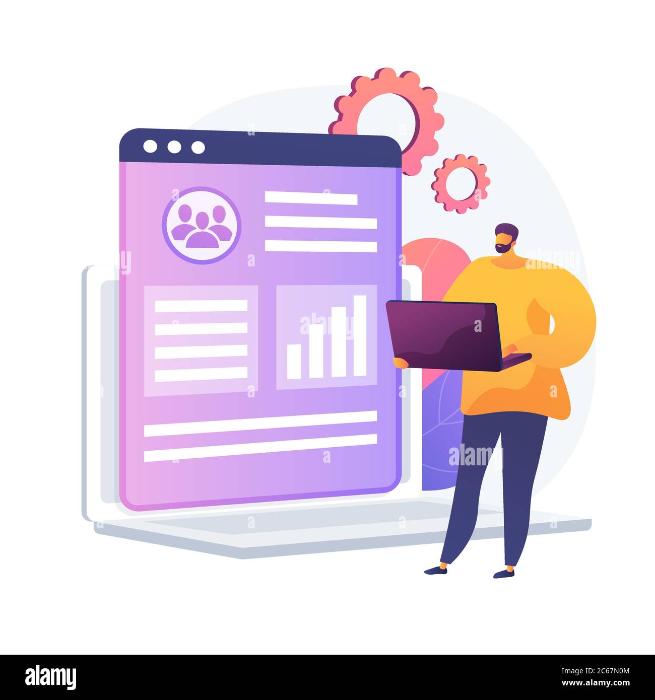 Metáfora del concepto vectorial de gestión de relaciones con los clientes Ilustración del Vector