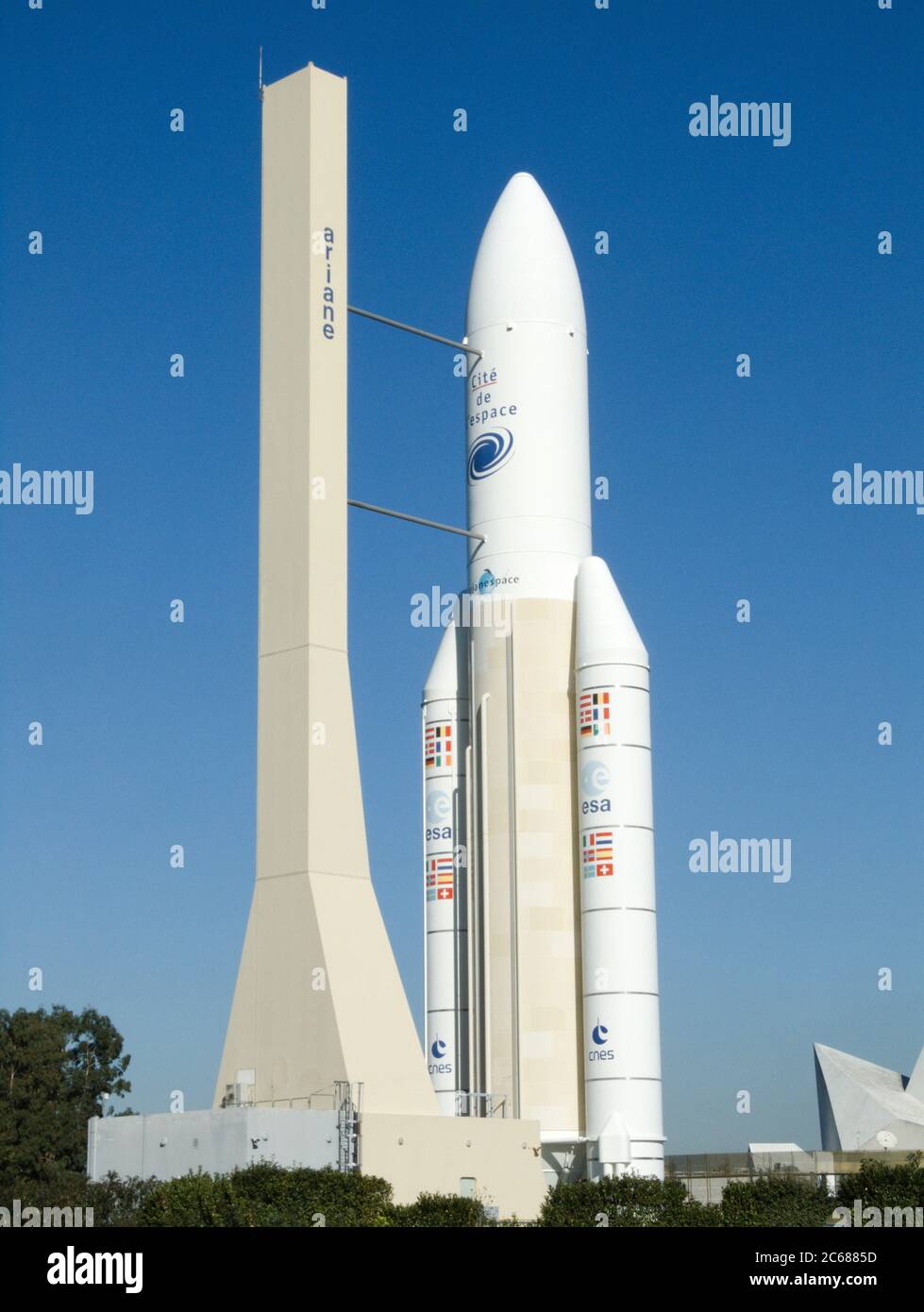 Cohete en el Museo Espacial, Toulouse, Francia Foto de stock