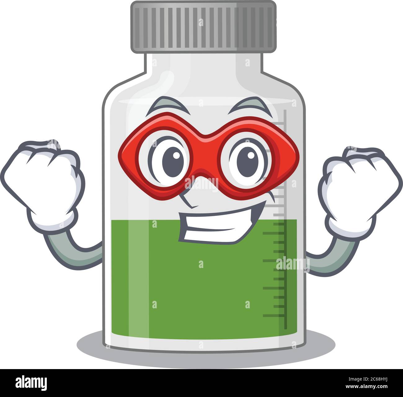 Dibujo de dibujos animados de jarabe de vitamina en un personaje de  superhéroe Imagen Vector de stock - Alamy