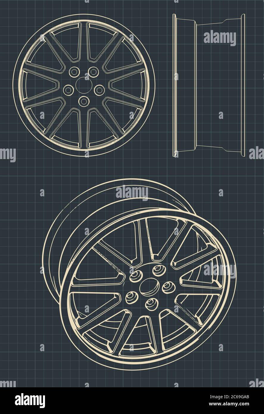 Dibujos vectoriales estilizados de llantas de aleación de automóviles  Imagen Vector de stock - Alamy