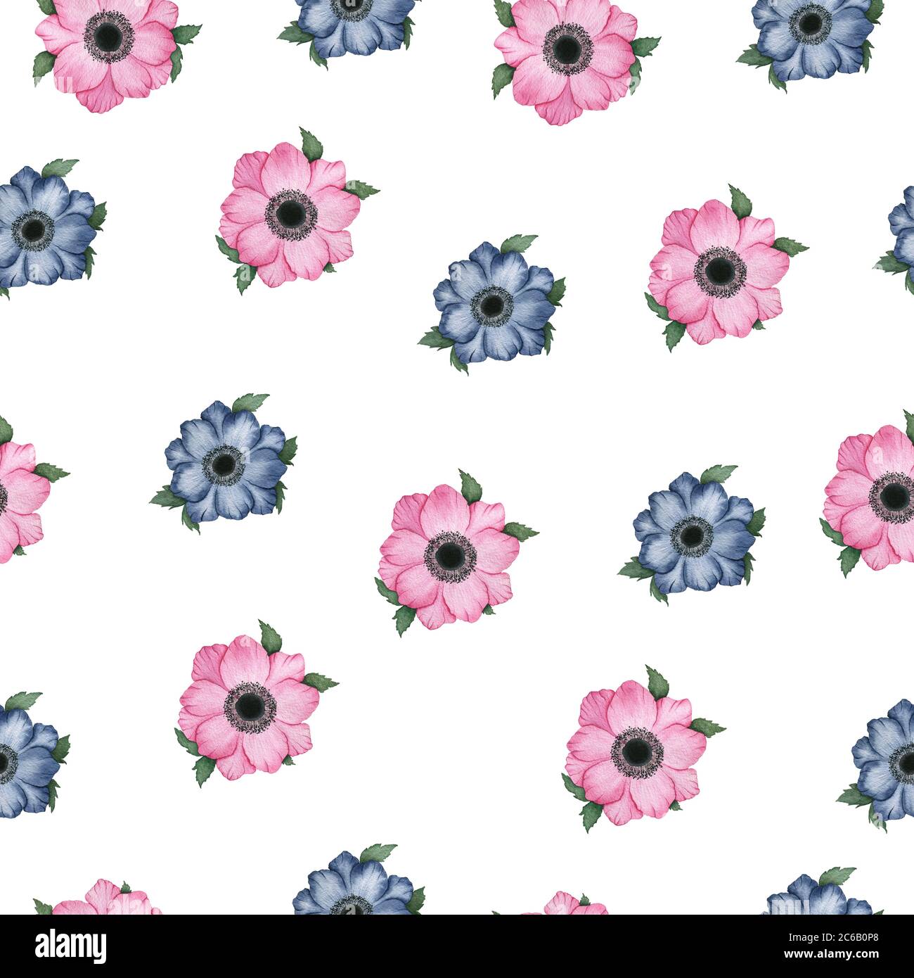 flores vintage sin costuras fondo con flores de anémona de color rosa y  azul marino, ilustración de acuarela botánica para envolver, tela, fondos  de pantalla Fotografía de stock - Alamy