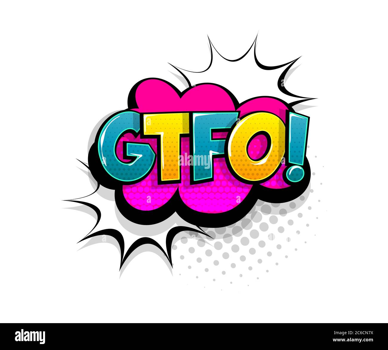 Texto cómico GTFO discurso burbuja pop arte estilo Ilustración del Vector