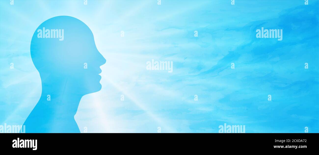 Concepto de salud mental. Cara de cabeza persona humana en el pensamiento de perfil. Psicología y mente. Metáfora del comportamiento y humor. Patología. Psiquiatría. Enfermedad Foto de stock