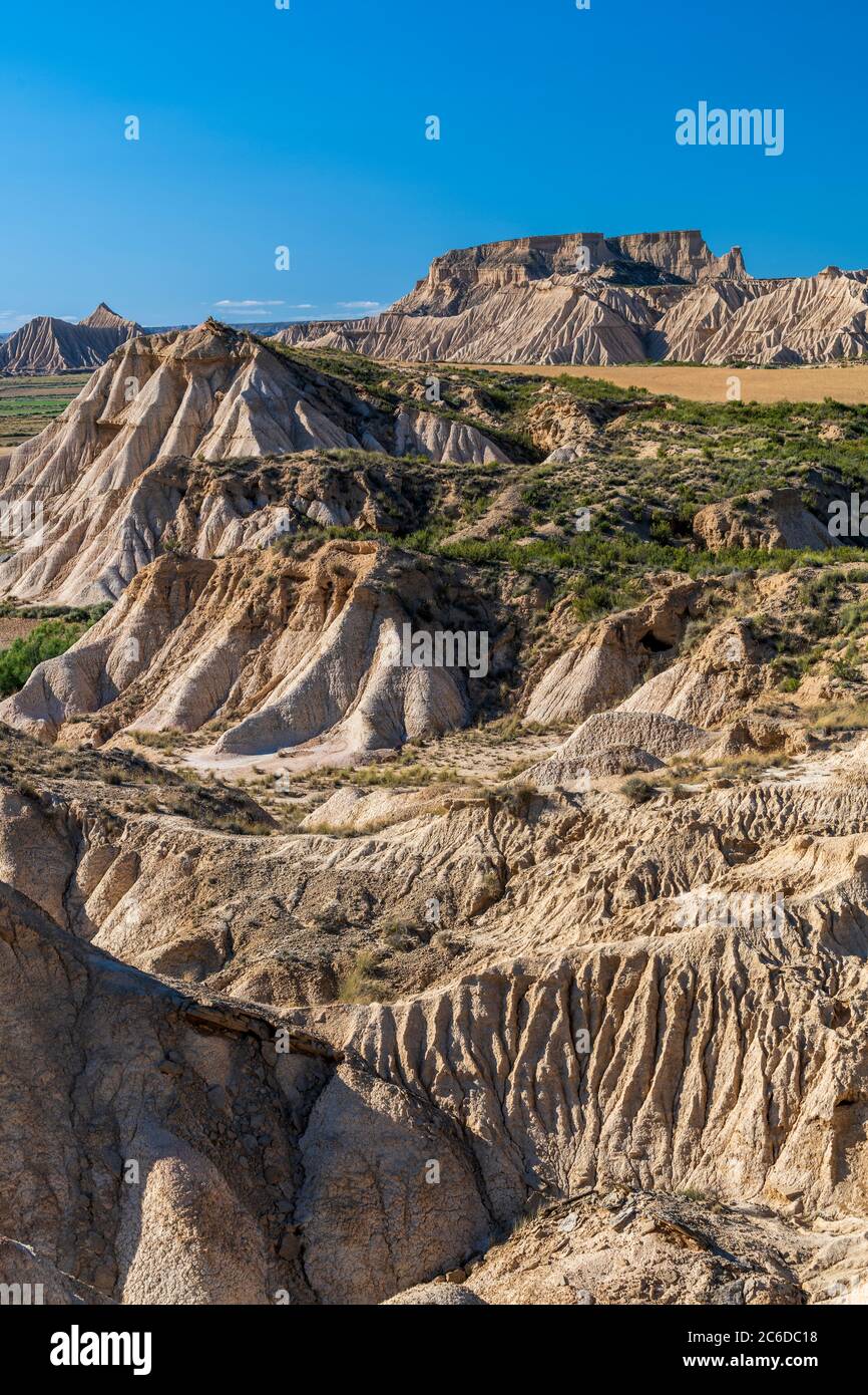 Paisaje desértico, Bardenas reales, Navarra, España Foto de stock