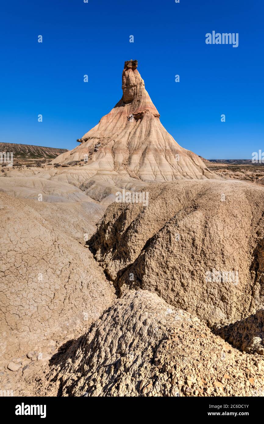 Formación rocosa de Castilldetierra, Bardenas reales, Navarra, España Foto de stock