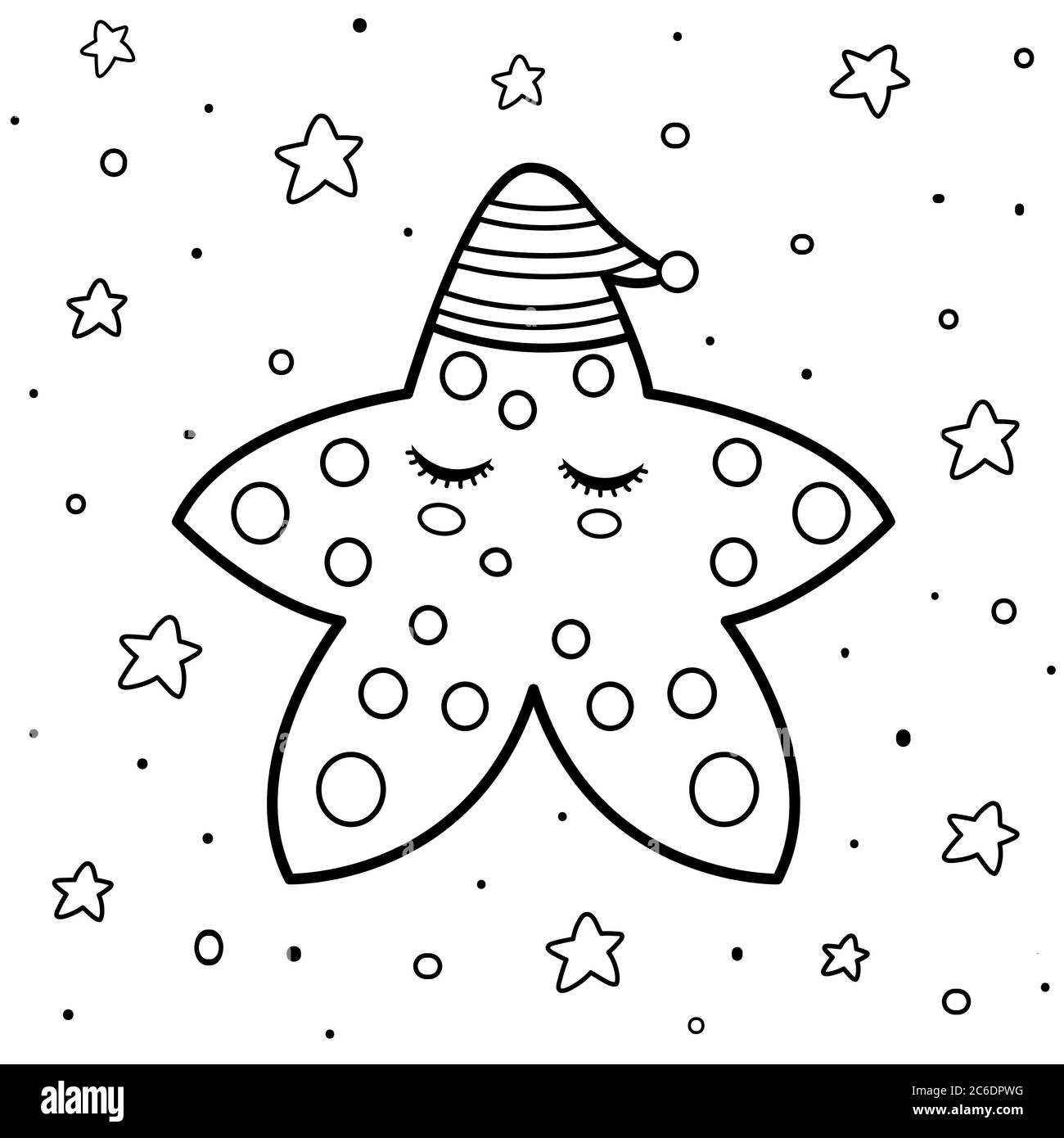 Página de colorear con una linda estrella durmiendo. Libro de colores de buenas noches Imagen Vector de stock - Alamy Página de colorear con una linda estrella durmiendo. Libro de colores de buenas noches Imagen Vector de stock - Alamy