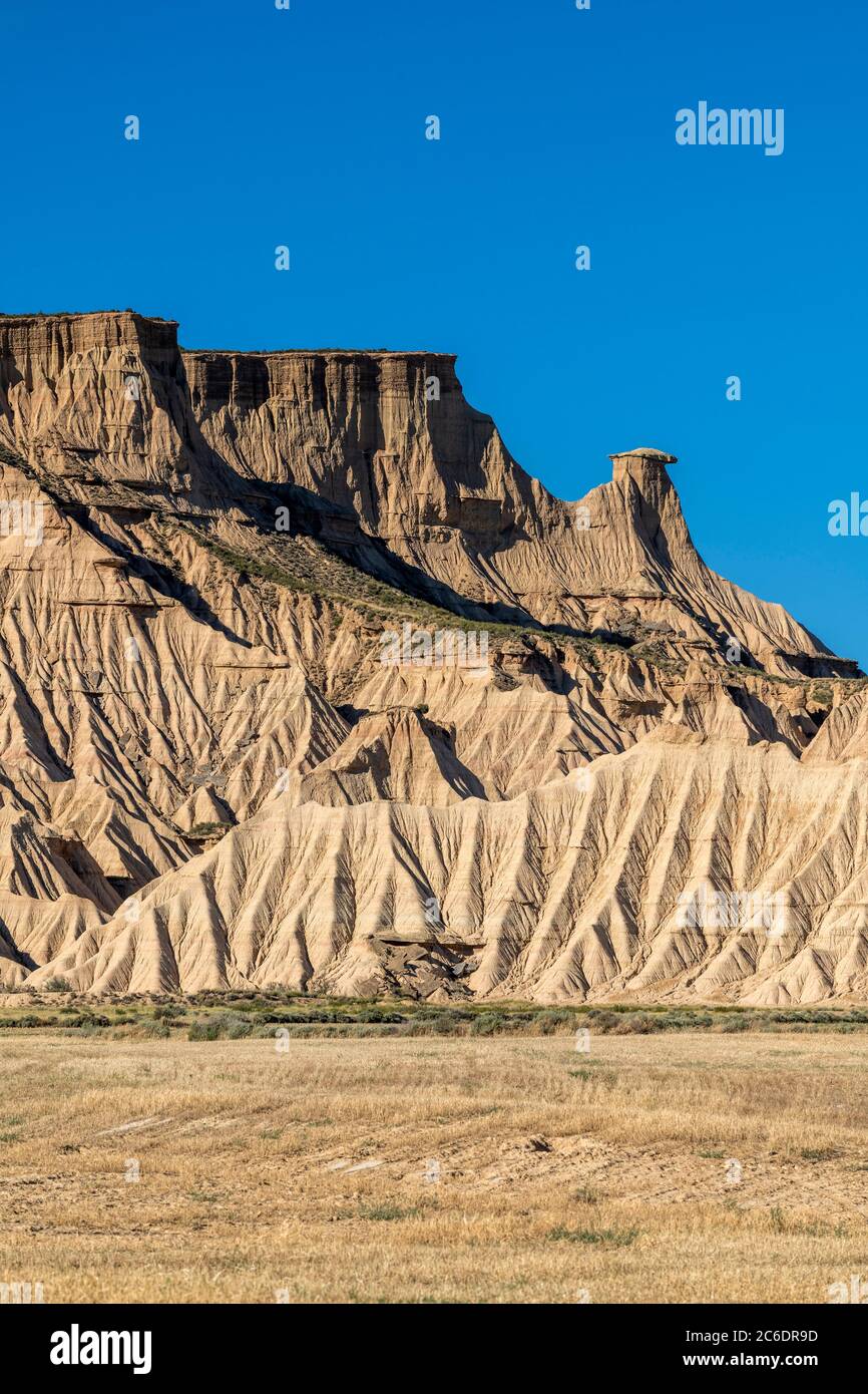 Formaciones rocosas, Bardenas reales, Navarra, España Foto de stock