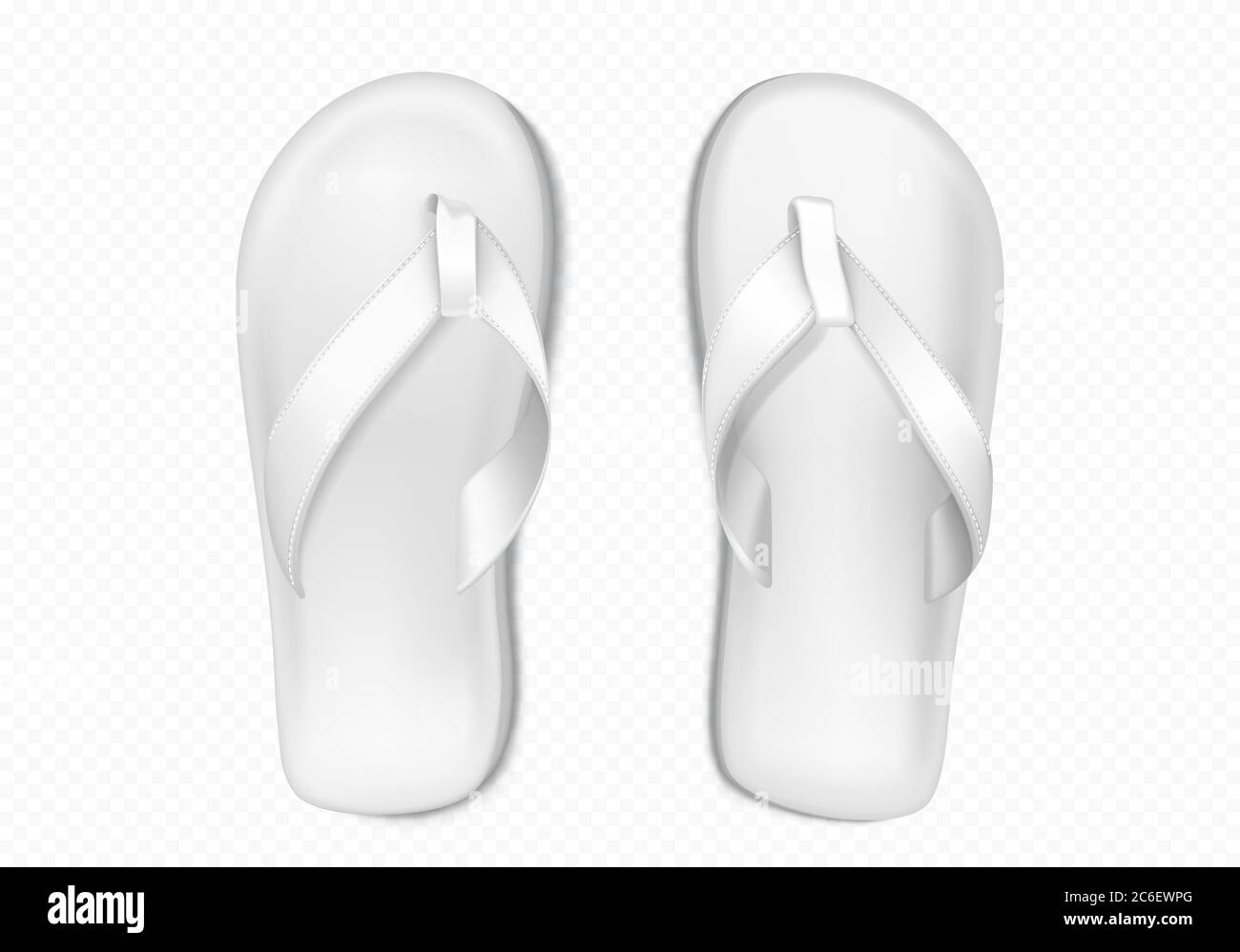 Zapatillas blancas de verano para playa o piscina aisladas sobre fondo  transparente. Vector realista de mascarón de chanclas en blanco, sandalias  de plástico con thong, zapatos de goma para vacaciones en el