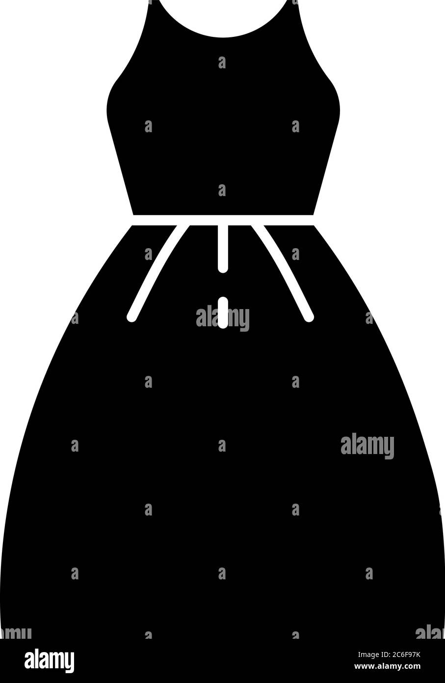 Vestido negro glifo icono. Ropa de mujer. Tienda de moda en línea. Boutique  para comprar ropa femenina. Modelo de cóctel para el prom. Símbolo de  silueta en blanco Imagen Vector de stock -