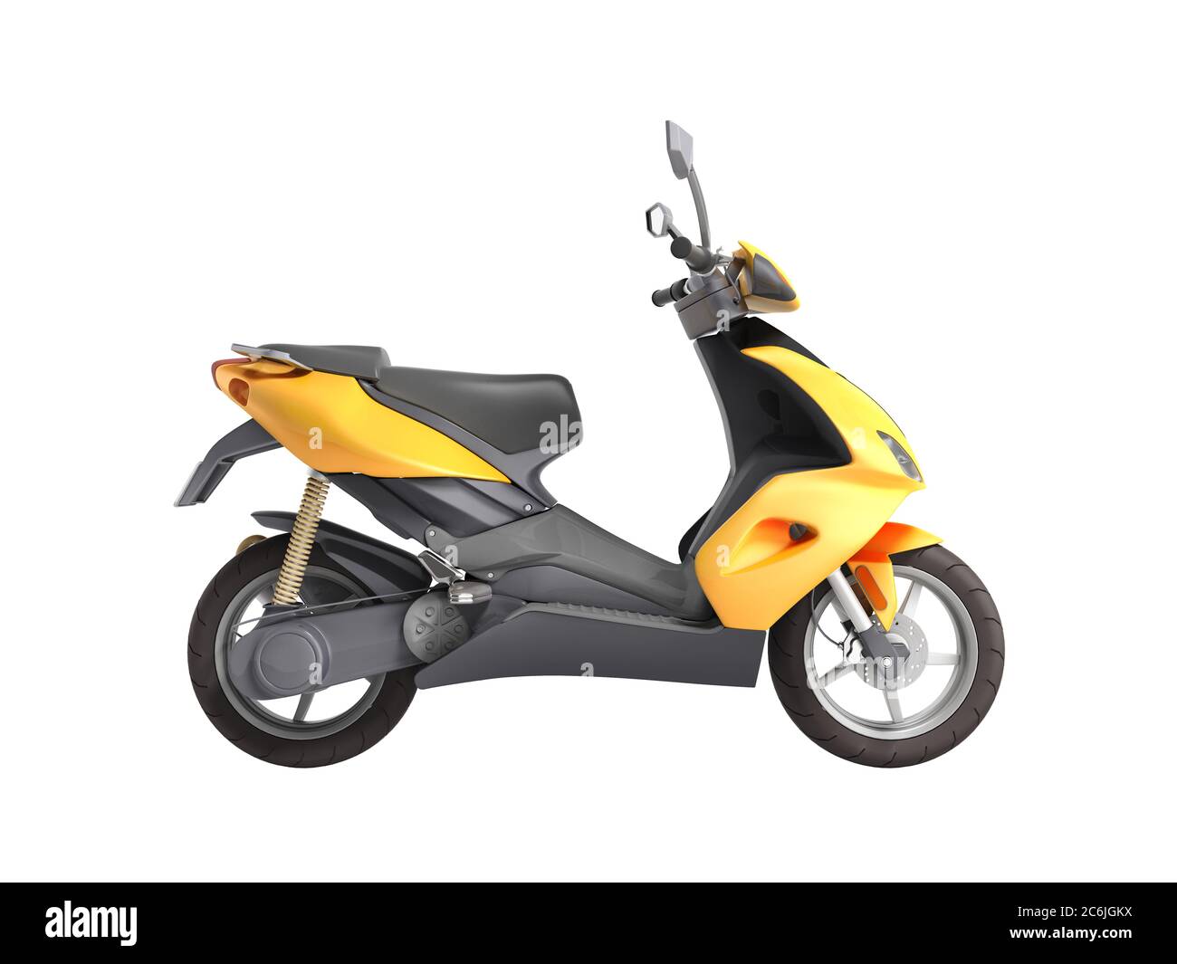 Scooter ciclomotor amarillo rueda de transporte 3d se renderiza en blanco  sin sombra Fotografía de stock - Alamy
