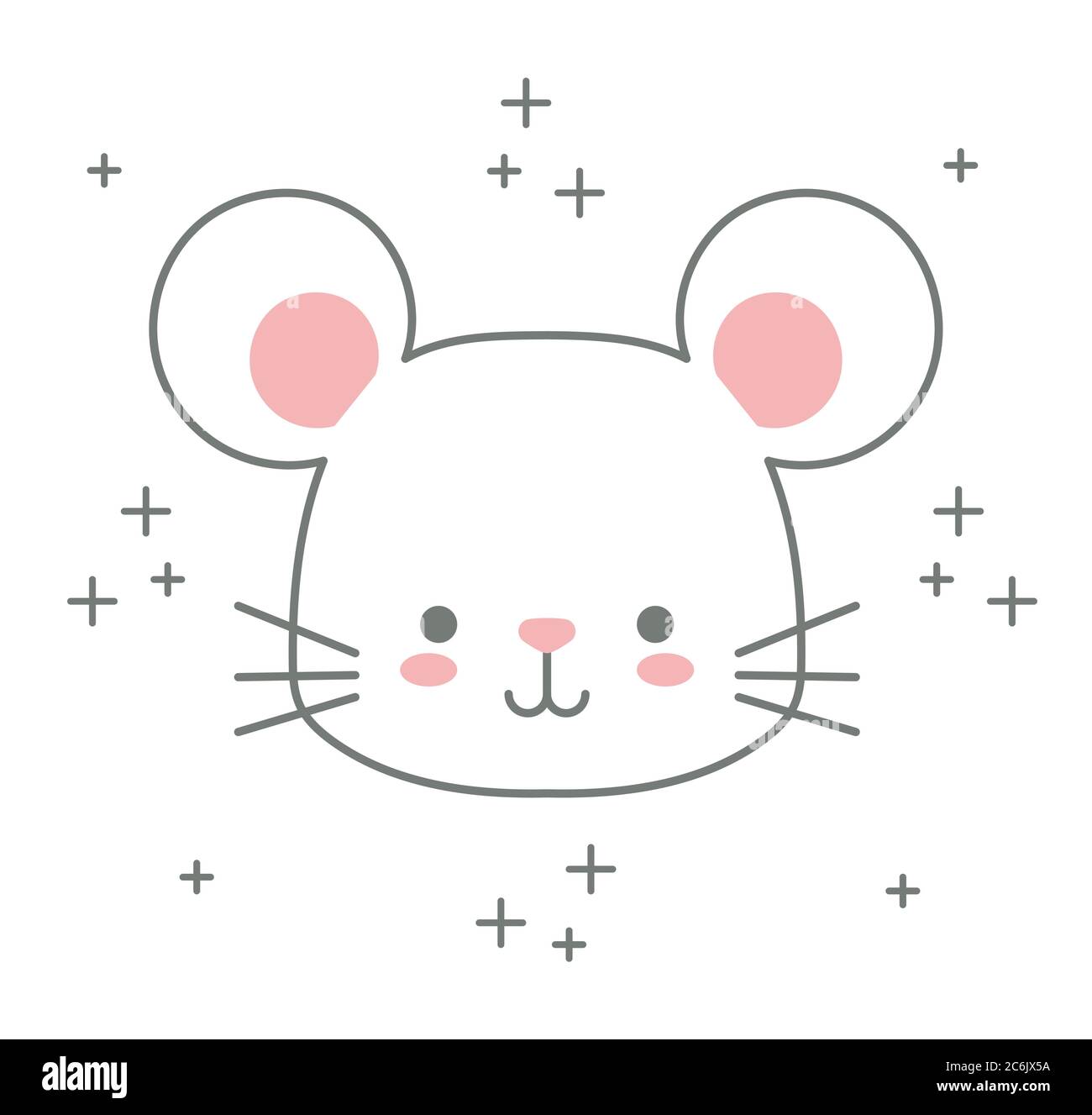 Cabeza De Raton Bebe Kawaii Con Decoracion Vector Ilustracion Diseno Imagen Vector De Stock Alamy