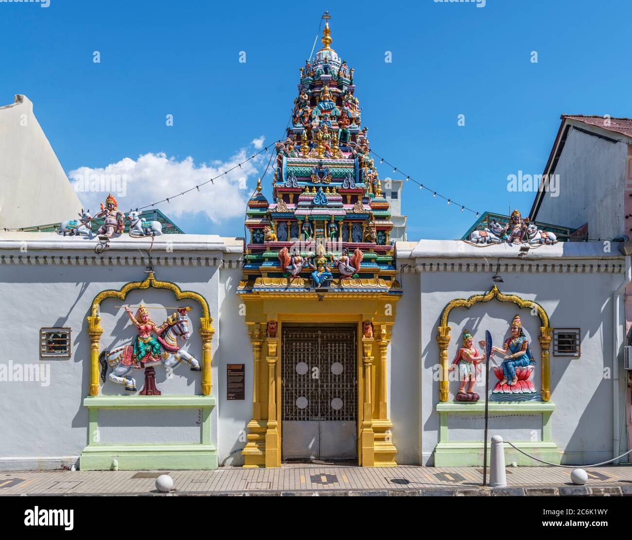 Templo Sri Mahamariamman, Jalan Masjid Kapitan Keling, distrito colonial, Ciudad de George, Penang, Malasia Foto de stock