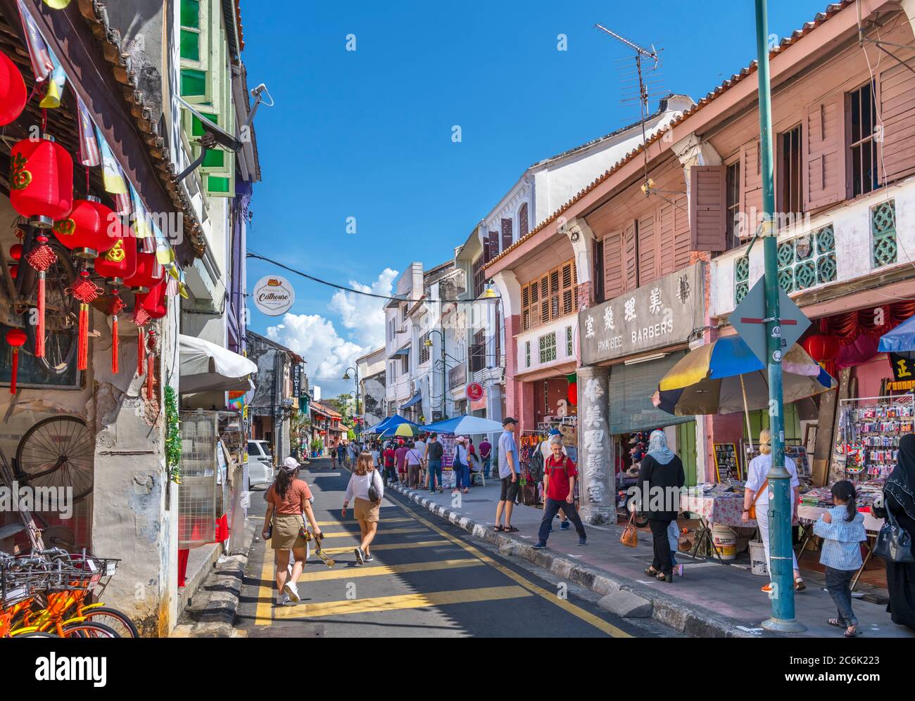 Lebuh Armenian (calle Armenia), antiguo distrito colonial, George Town, Penang, Malasia Foto de stock