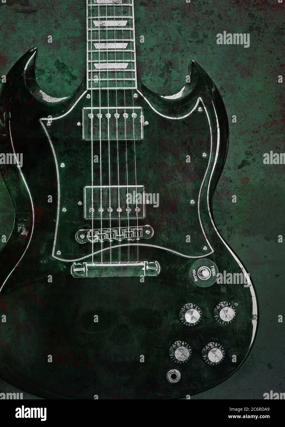Una guitarra eléctrica estándar Gibson SG con efecto verde grunge  Fotografía de stock - Alamy
