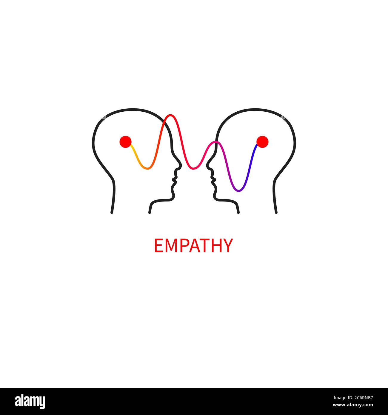 Logotipo empatía. Icono abstracto de comunicación interpersonal. Dos  perfiles y una onda Imagen Vector de stock - Alamy