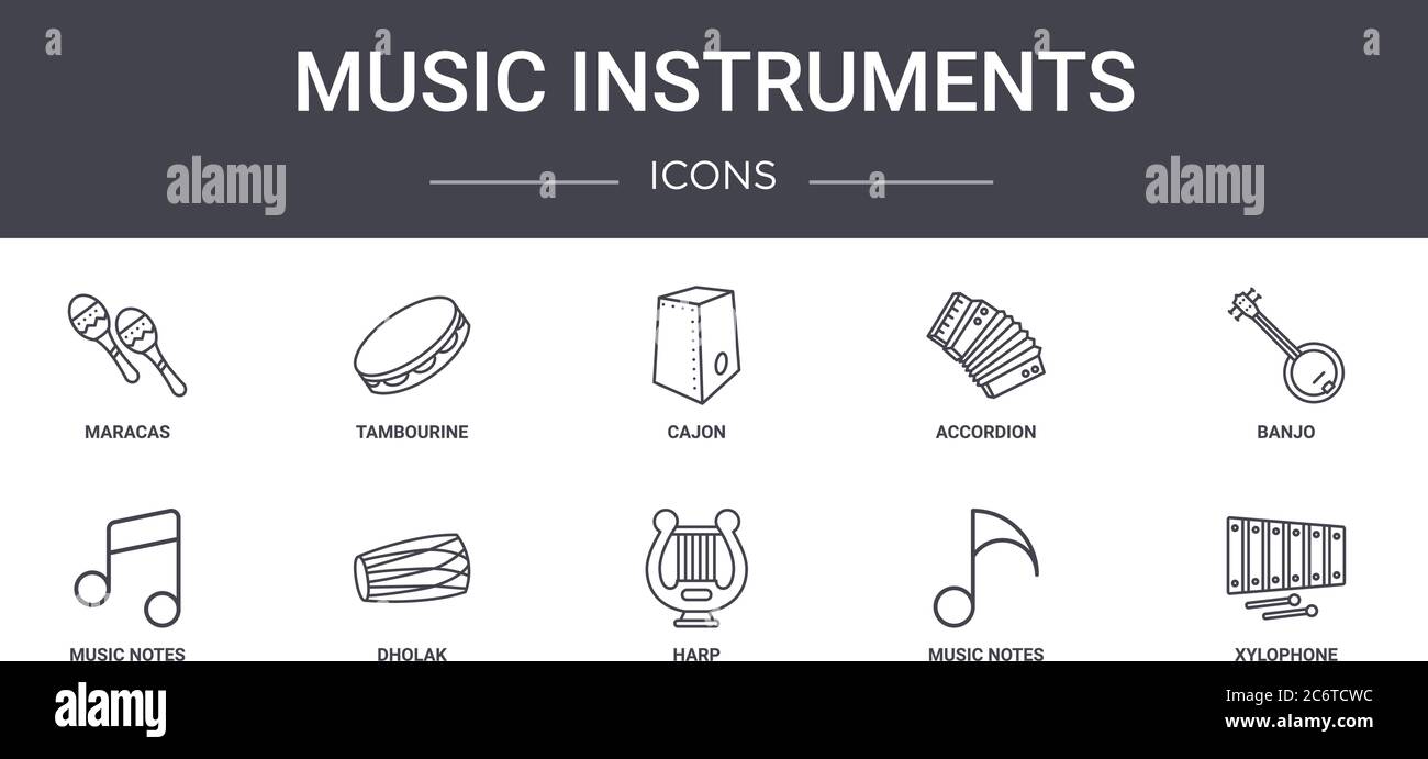 Instrumentos Musicales Conjunto De Iconos De Línea Conceptual Contiene