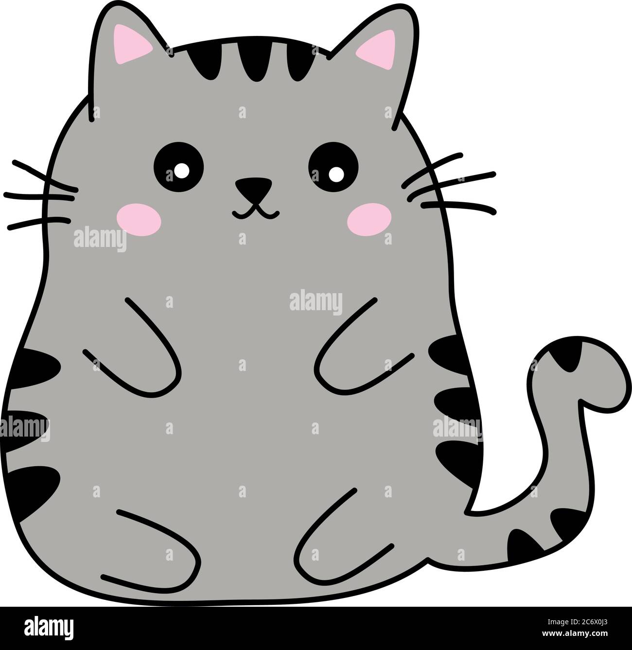 lindo gato negro gordo y beige, estilo anime kawaii aislado sobre fondo  blanco. pictograma o emoticono pegatinas. Vector ilustración de eps10e  Imagen Vector de stock - Alamy