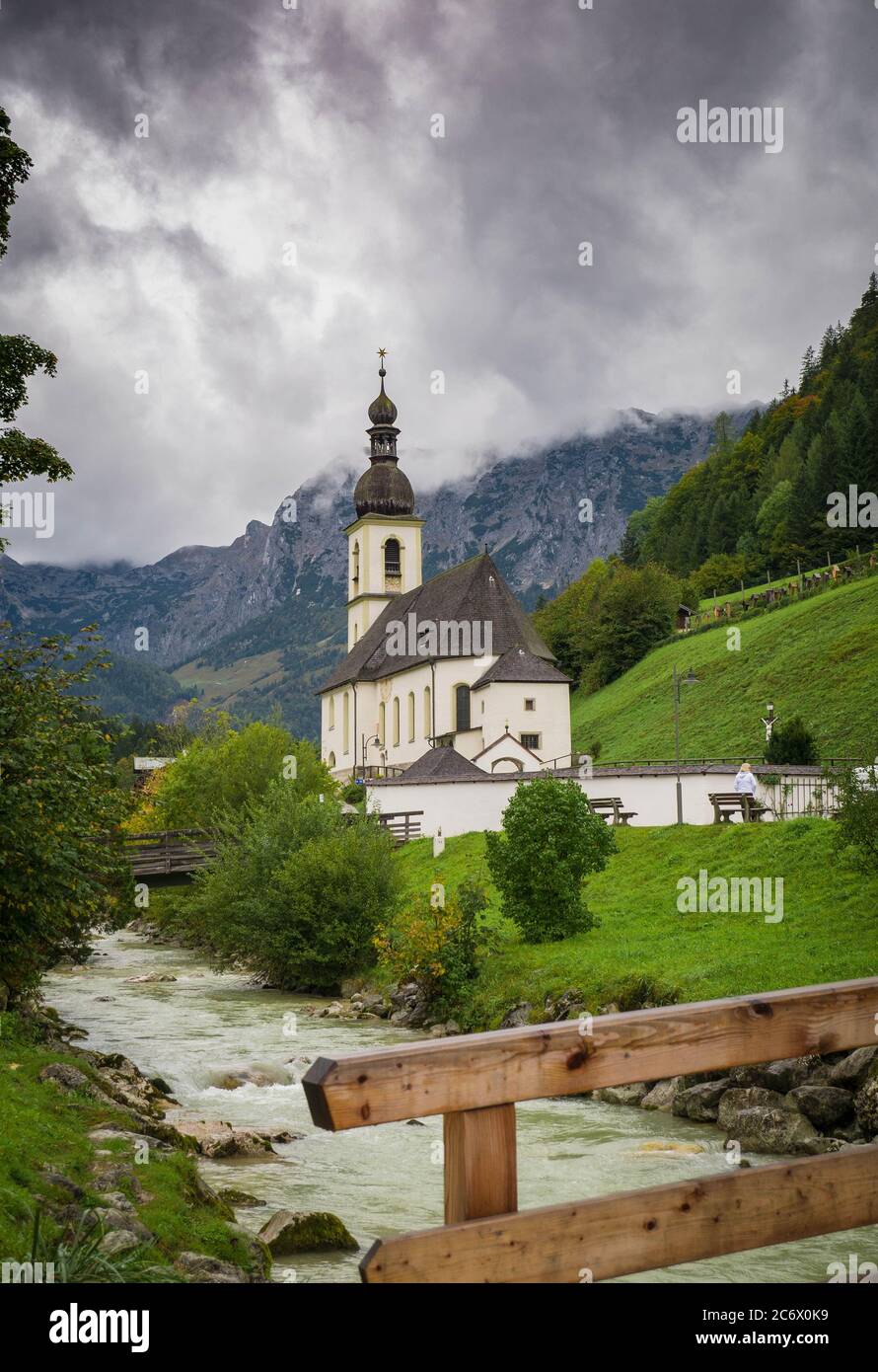 El famoso curch en Ramsau, Berchtesgaden Foto de stock