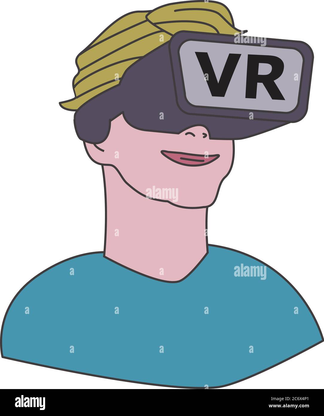 Un joven o un niño con Virtual Reality VR glases dibujos animados estilo  Imagen Vector de stock - Alamy