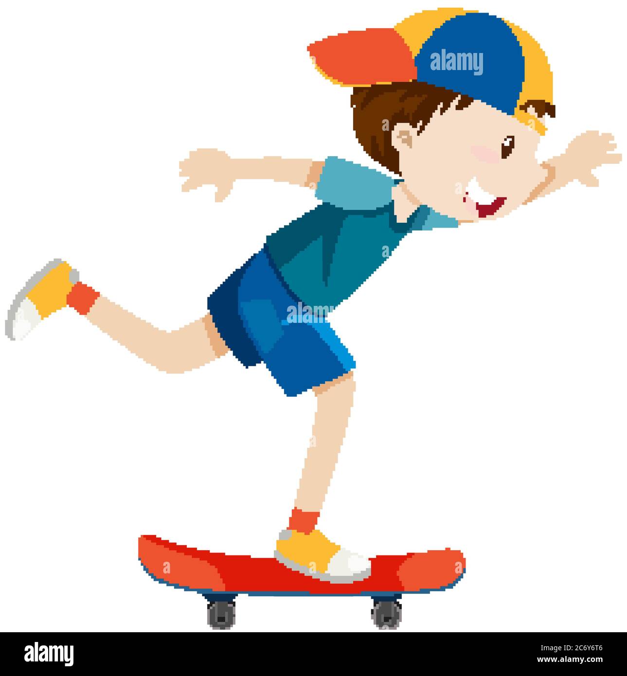 Un niño con gorra jugando al estilo de dibujo de dibujos animados de  skateboard ilustración aislada Imagen Vector de stock - Alamy