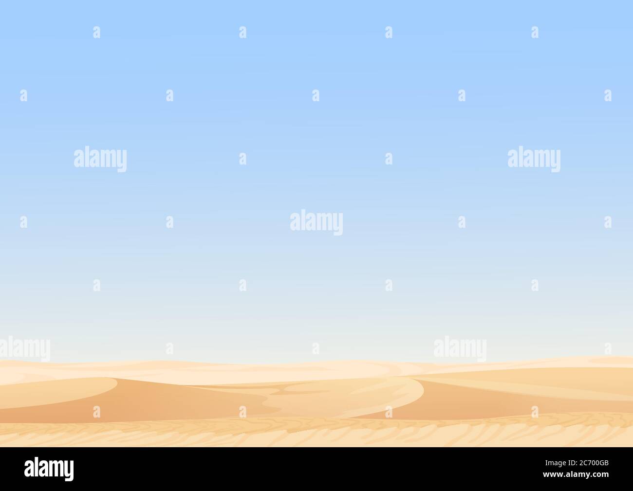 Vacío cielo desierto dunas vector paisaje egipcio fondo. Arena en la ilustración de la naturaleza Ilustración del Vector