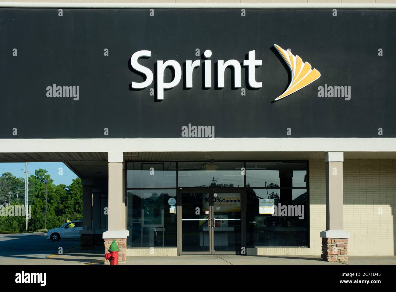 Firme en una tienda de teléfonos Sprint Foto de stock