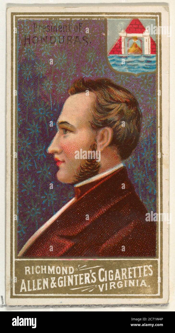 Presidente de Honduras, de la serie de soberanos mundiales (N34) para Allen &amp; Ginter cigarrillos, 1889. Foto de stock