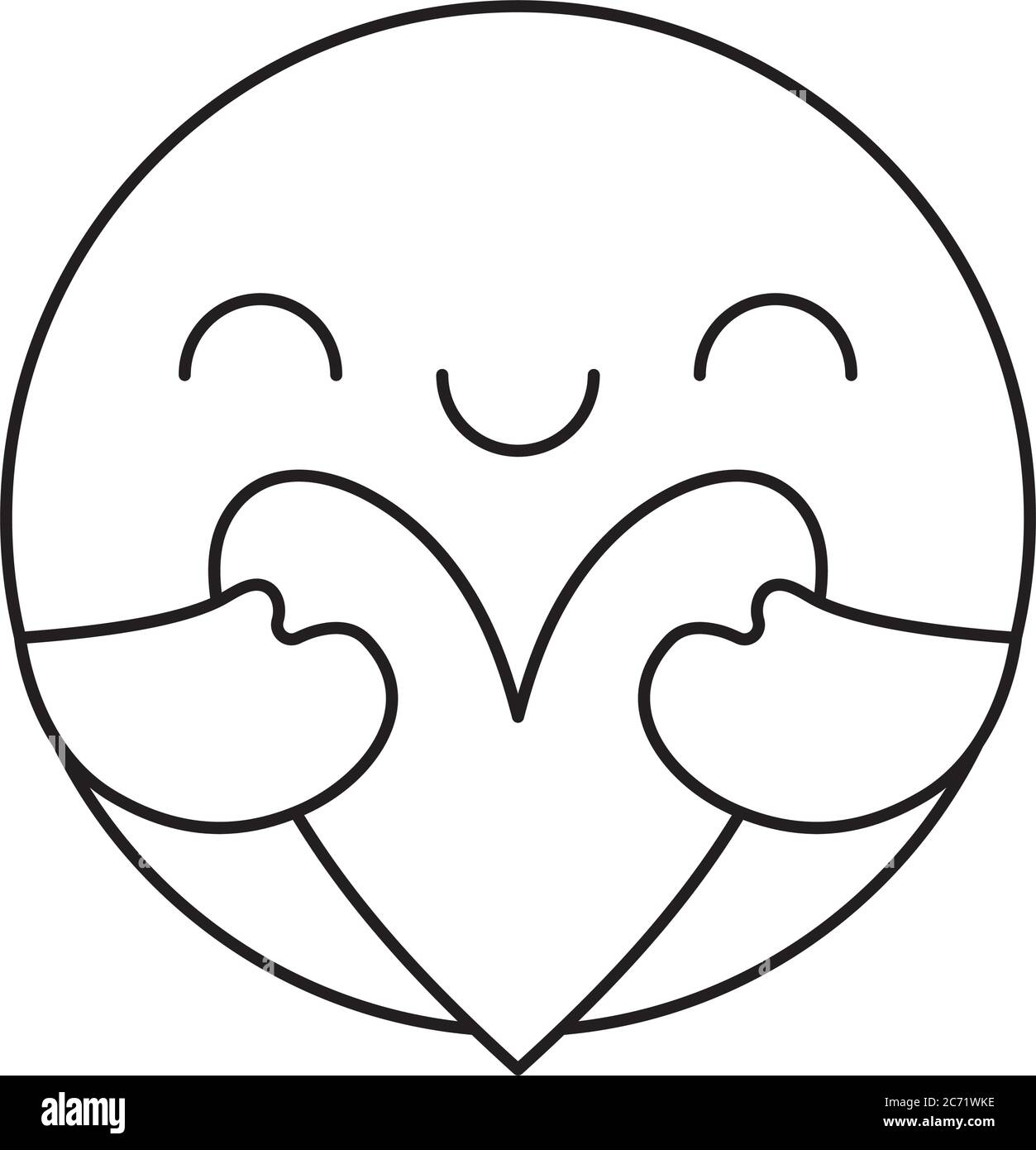 Círculo de dibujos animados con brazos abrazando corazón línea estilo icono  diseño de amor pasión y tema romántico ilustración vectorial Imagen Vector  de stock - Alamy