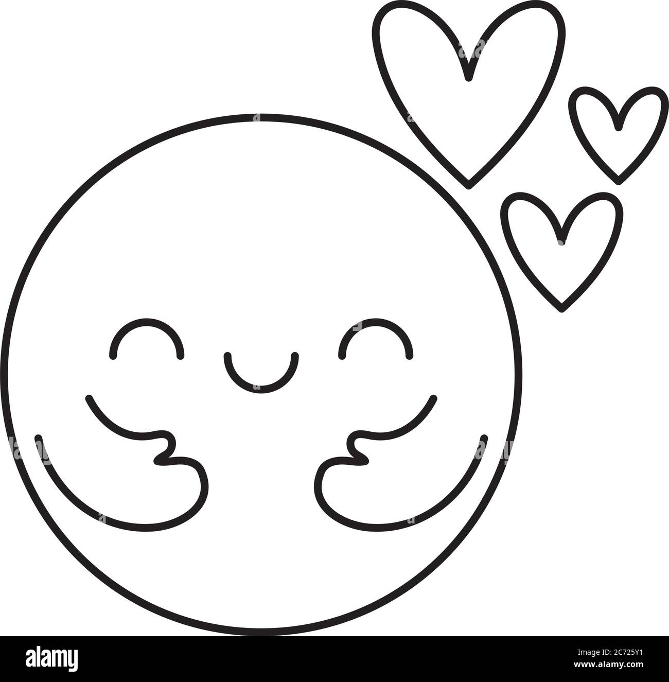 Círculo de dibujos animados con brazos y corazones estilo de línea icono  diseño de amor pasión y tema romántico ilustración vectorial Imagen Vector  de stock - Alamy