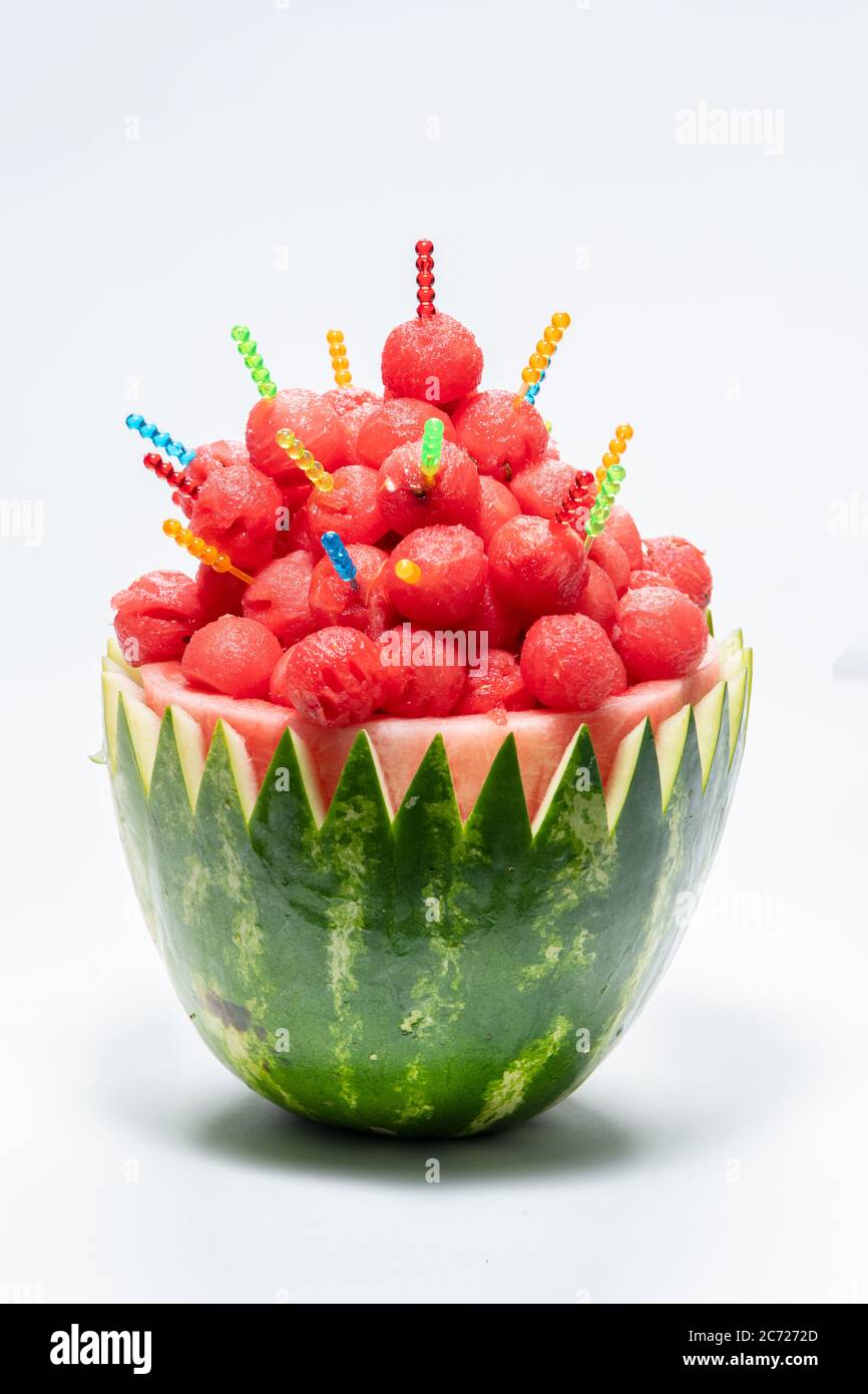 Arreglos de frutas comestibles. Foto de stock